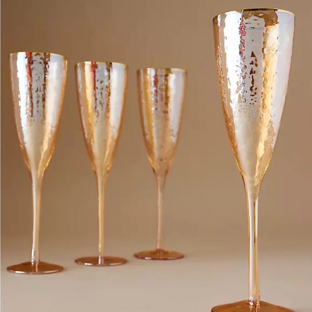 Anthropologie NIB/NWT Zaza Honey Luster Champagne Flutes, Set of 2